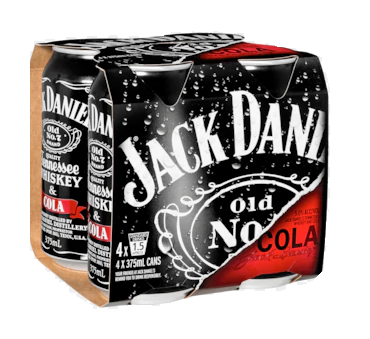 Tennessee Whiskey & Cola Cans 375mL 4 Pack