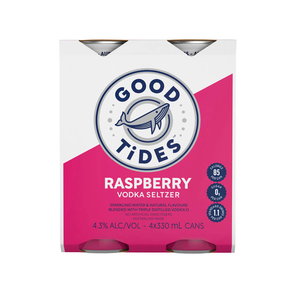 Raspberry Vodka Hard Seltzer Can 330mL 4 Pack