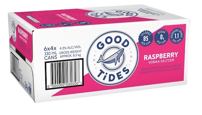 Raspberry Vodka Hard Seltzer Can 330mL 24 Pack Carton